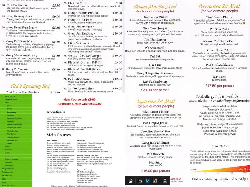 Thai Lanna - Stone Menu