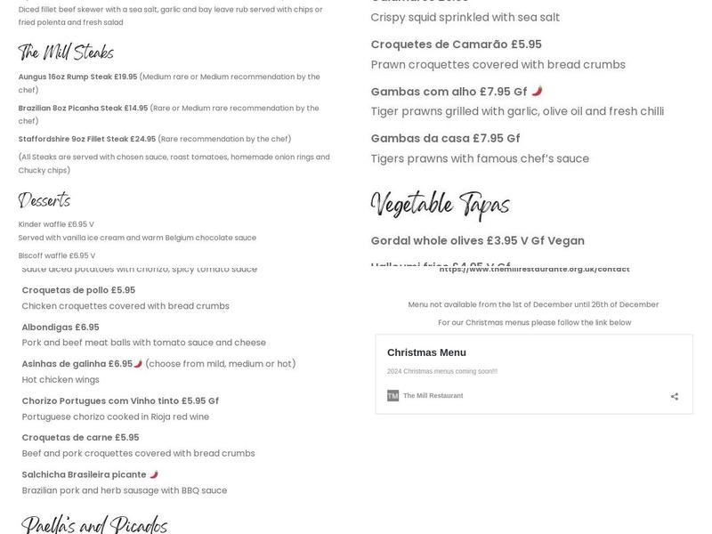 The Mill @ Stone Menu