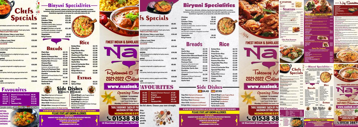 Naz Restaurant & Takeaway Menu