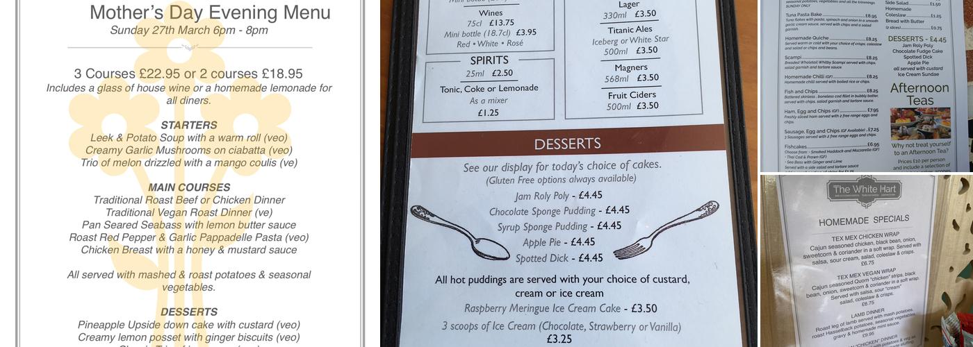 White Hart Tearoom & B&B Leek Menu