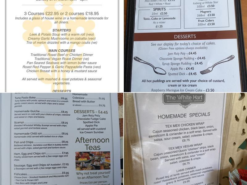 White Hart Tearoom & B&B Leek Menu