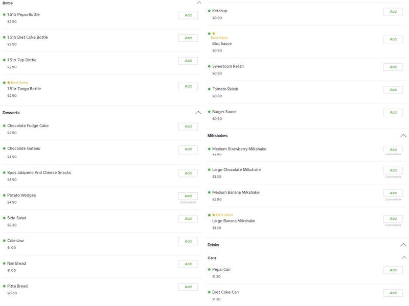 Rugeley Kebab House Menu