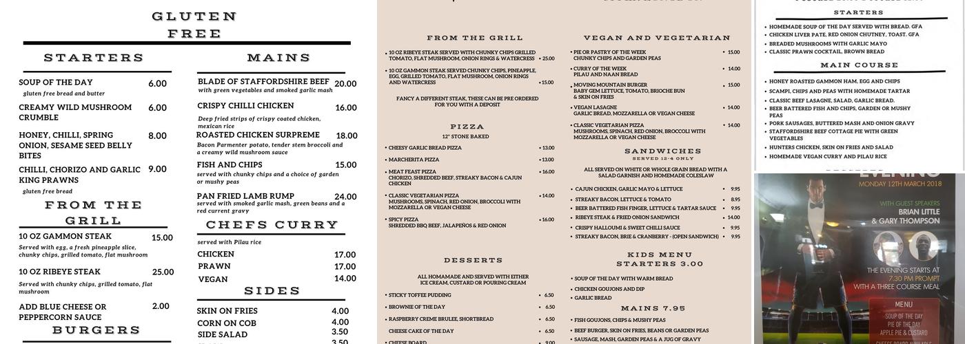 Chetwynd Arms, Upper Longdon Menu