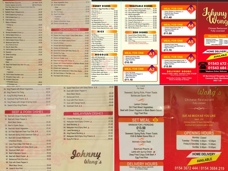 Johnny Wong's Chinese Restaurant (air Conditioning Restaurant ) Menu