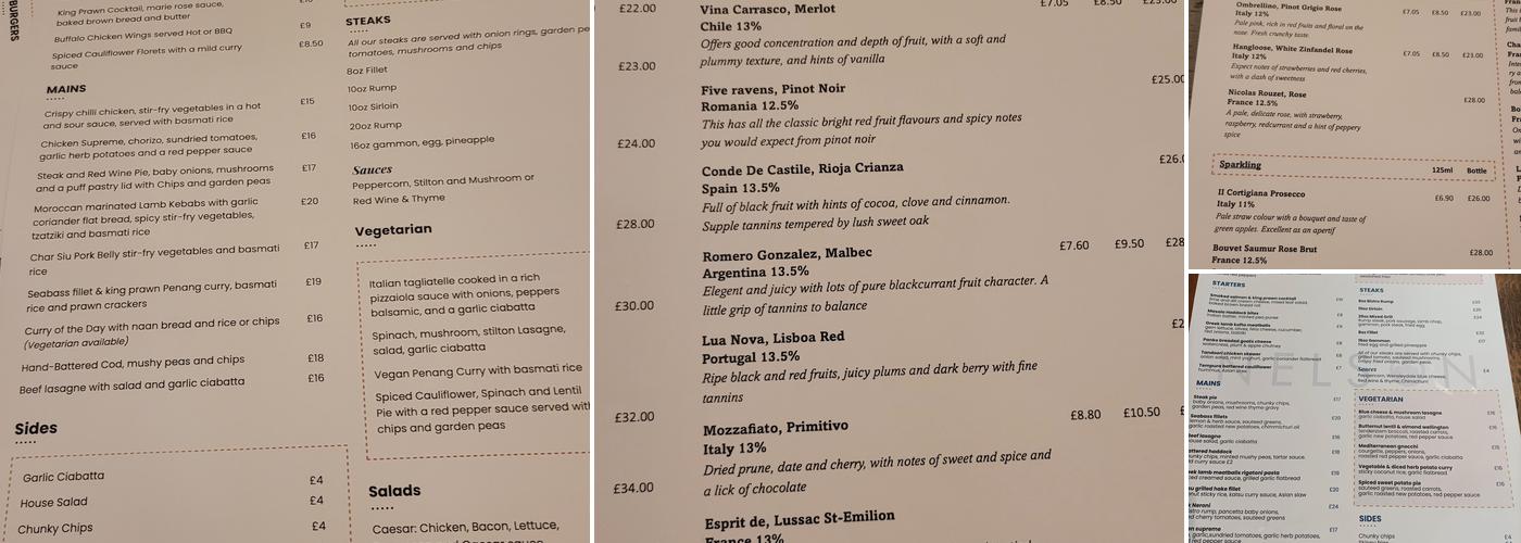 The Nelson Inn Menu