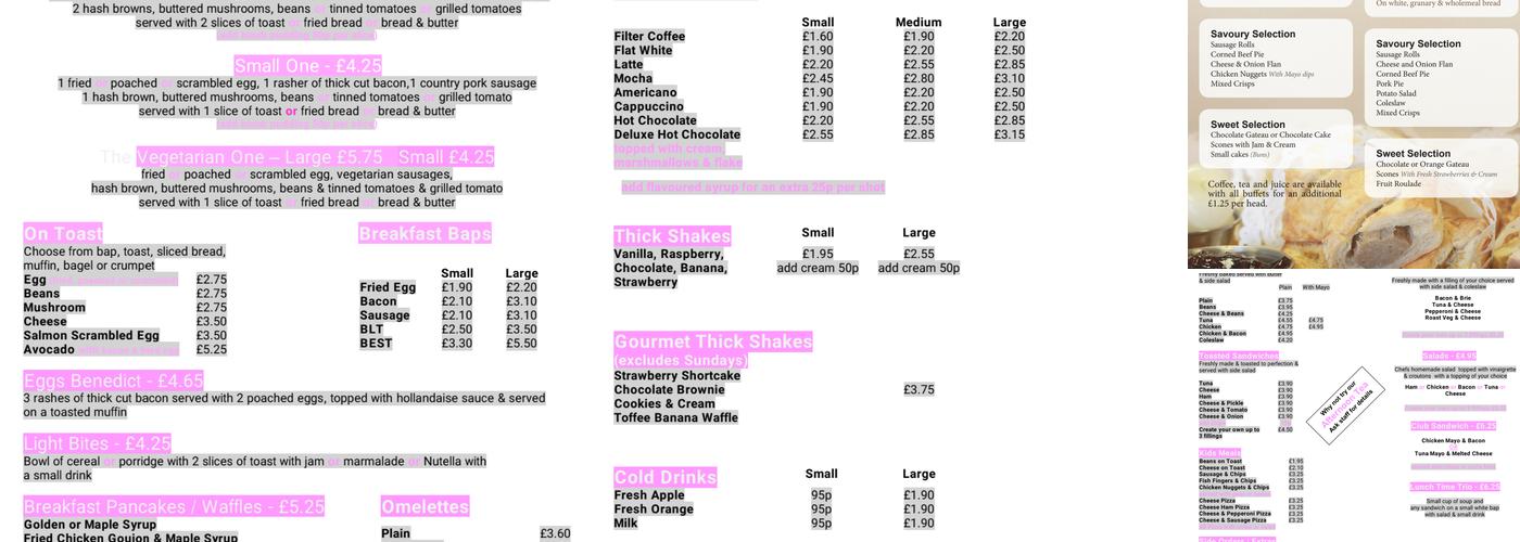 Croziers Kitchen Menu