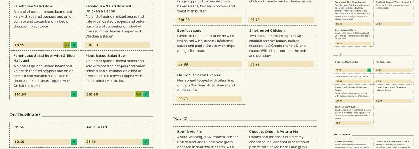 Monk's Bridge Farm - Dining & Carvery Menu