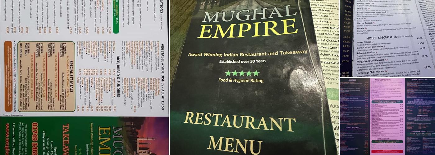 Mughal Empire Menu