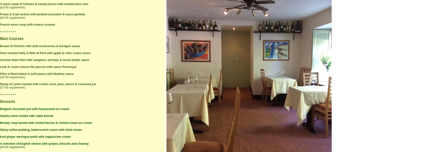 Blostins Restaurant Menu