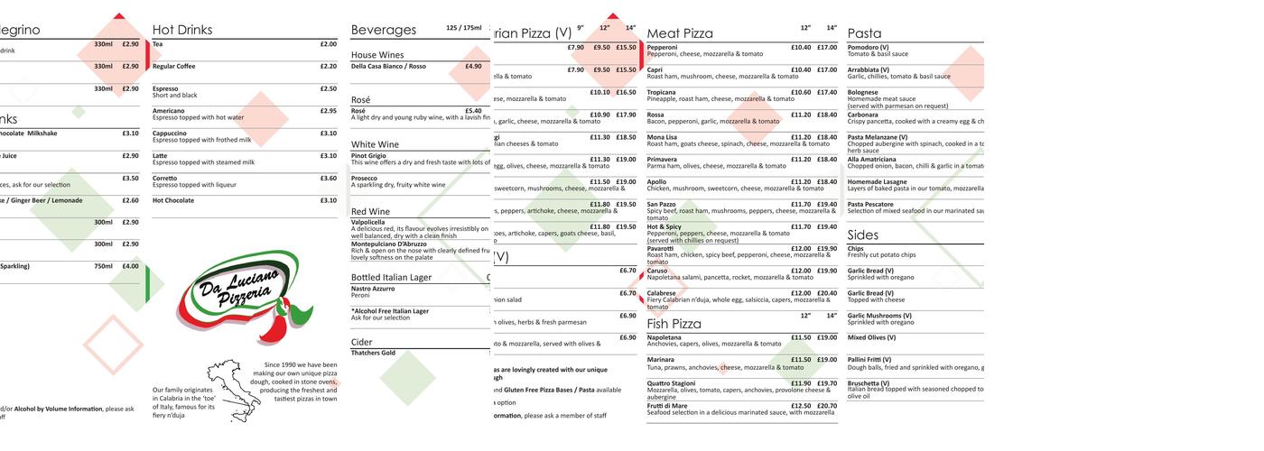 Da Luciano Pizzeria Menu