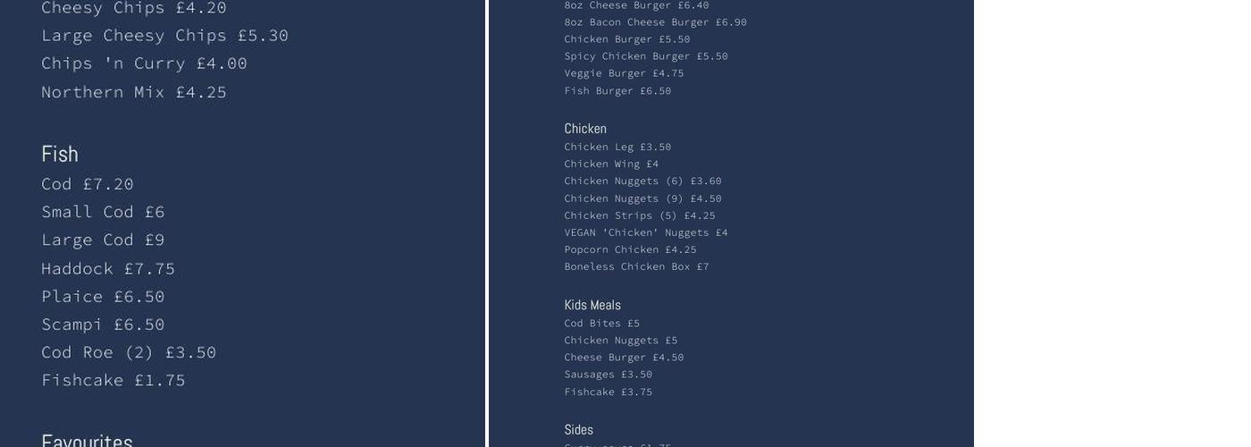 Tuckers Takeaway Wells Menu