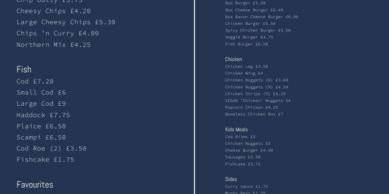 Tuckers Takeaway Wells Menu