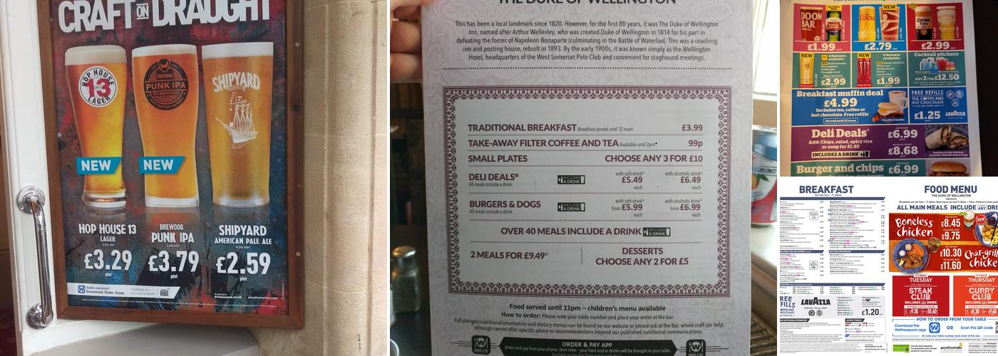 The Duke Of Wellington - JD Wetherspoon Menu