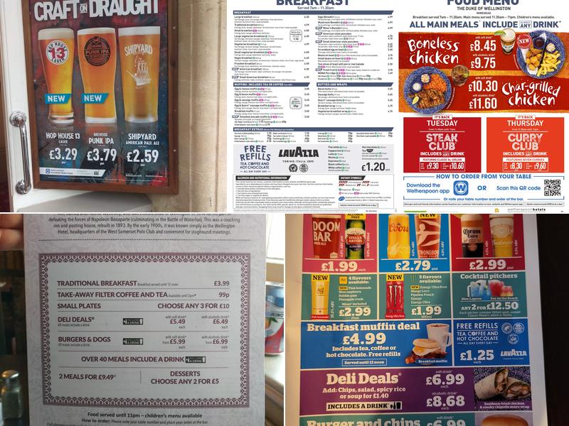 The Duke Of Wellington - JD Wetherspoon Menu