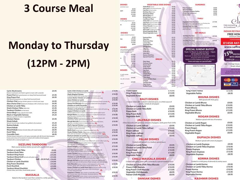 Saffron Menu