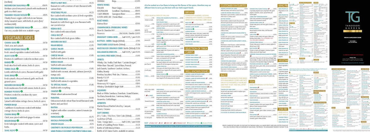 Tandoori Garden Menu