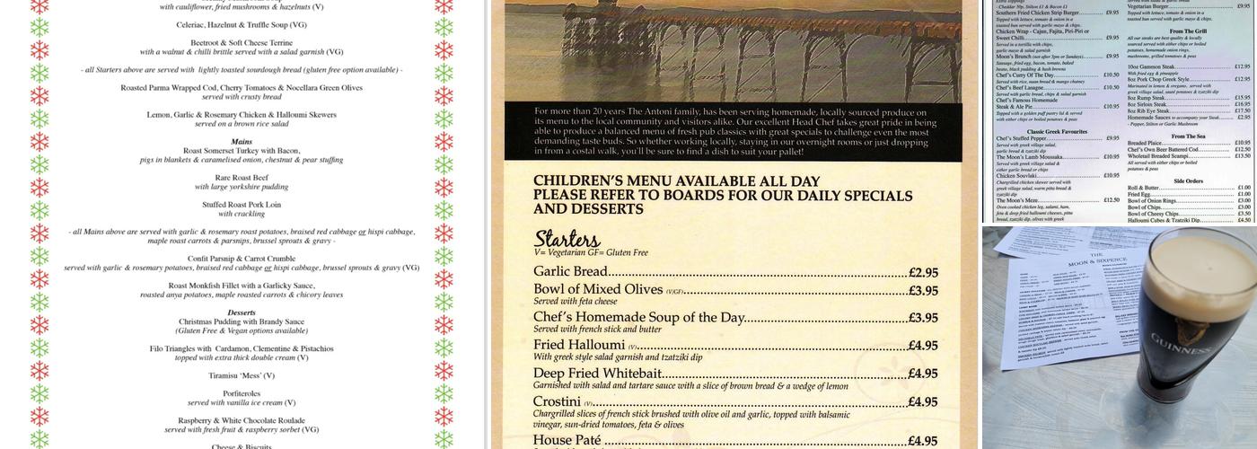 The Moon & Sixpence Menu