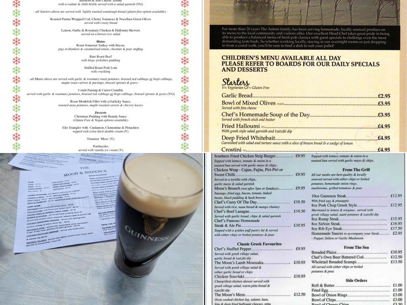 The Moon & Sixpence Menu