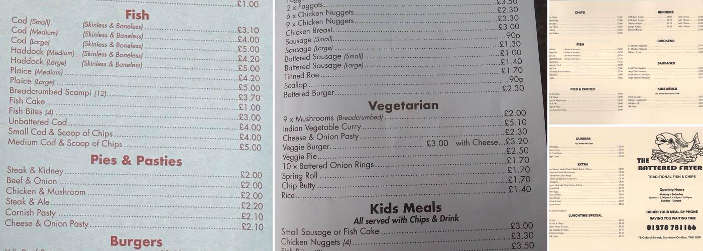 The Battered Fryer Menu