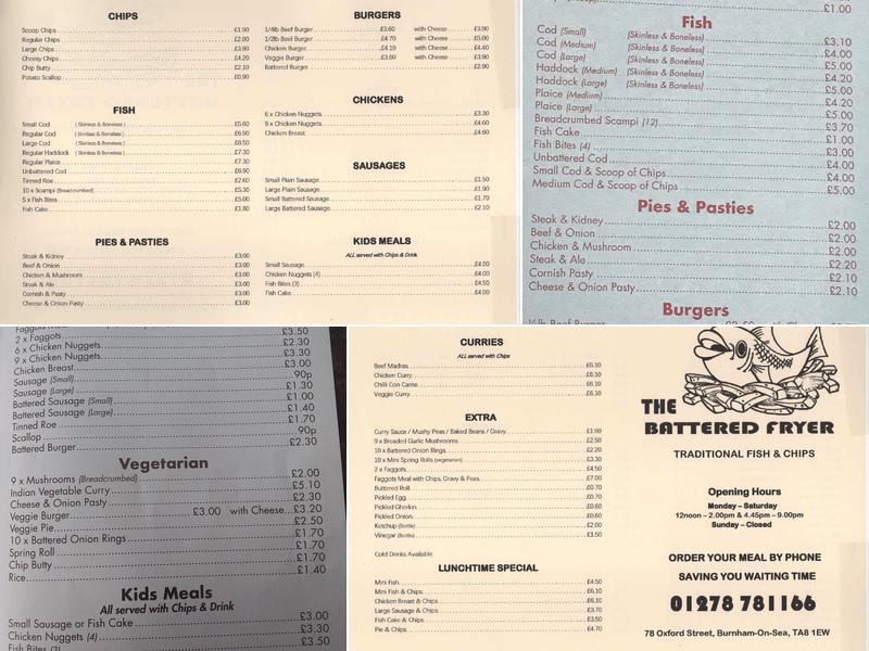 The Battered Fryer Menu