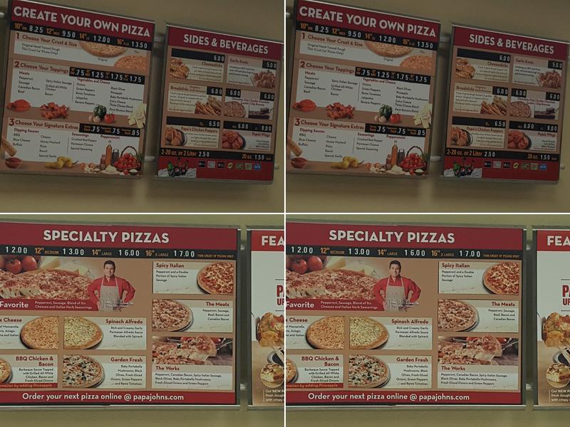 Papa Johns Pizza Menu