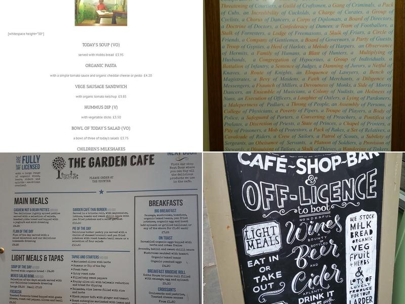 The Garden Cafe Menu