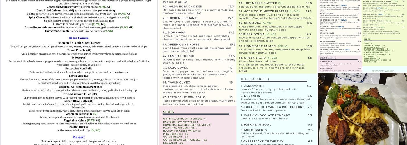 Green Olive Meze Restaurant & Bar Menu