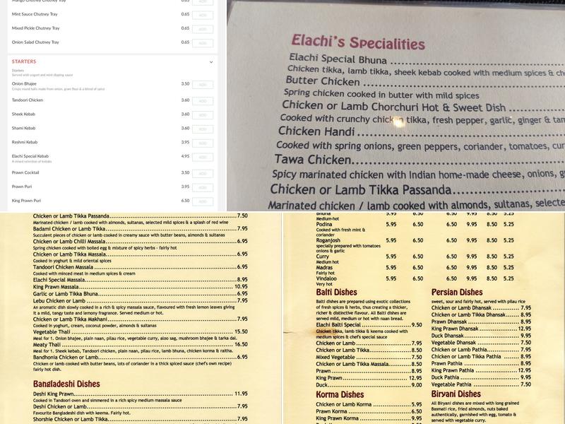 Elachi Restaurant Menu