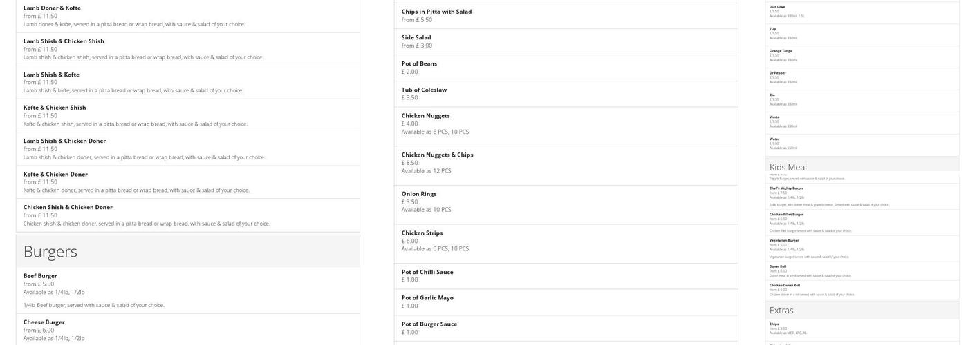 Deniz Kebab House Menu