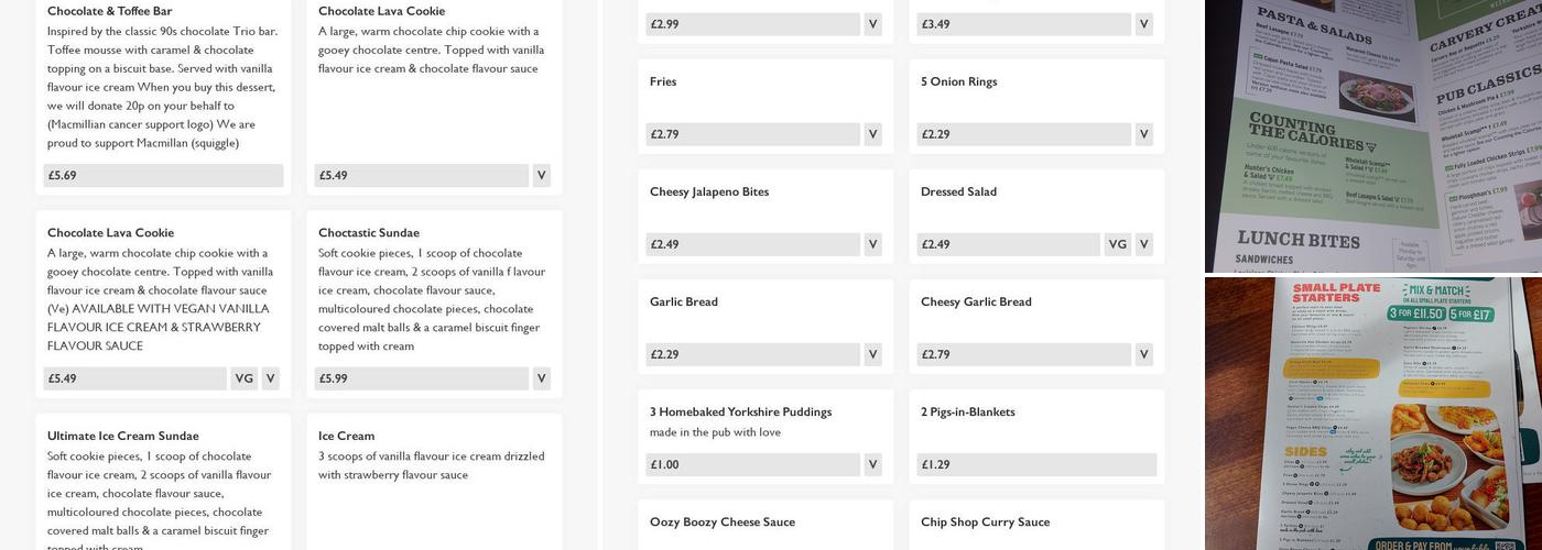 Quantock, Greene King Pub & Carvery Menu
