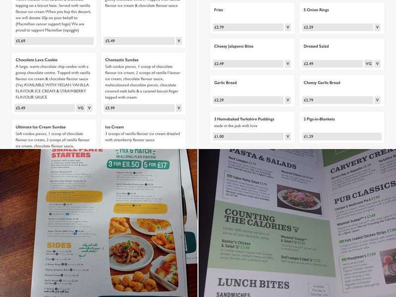 Quantock, Greene King Pub & Carvery Menu