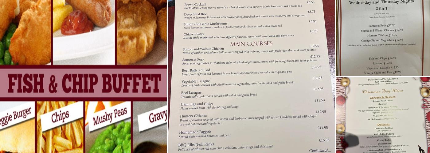 Red House Yeovil Menu