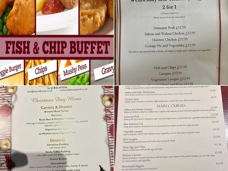 Red House Yeovil Menu