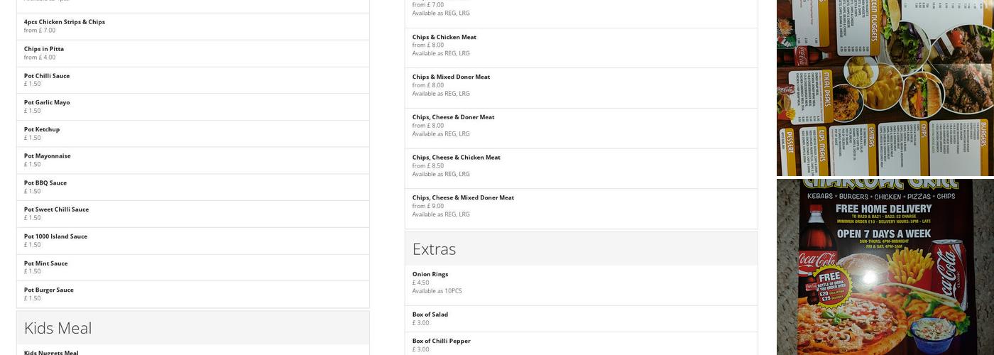 The Original Charcoal Grill Menu