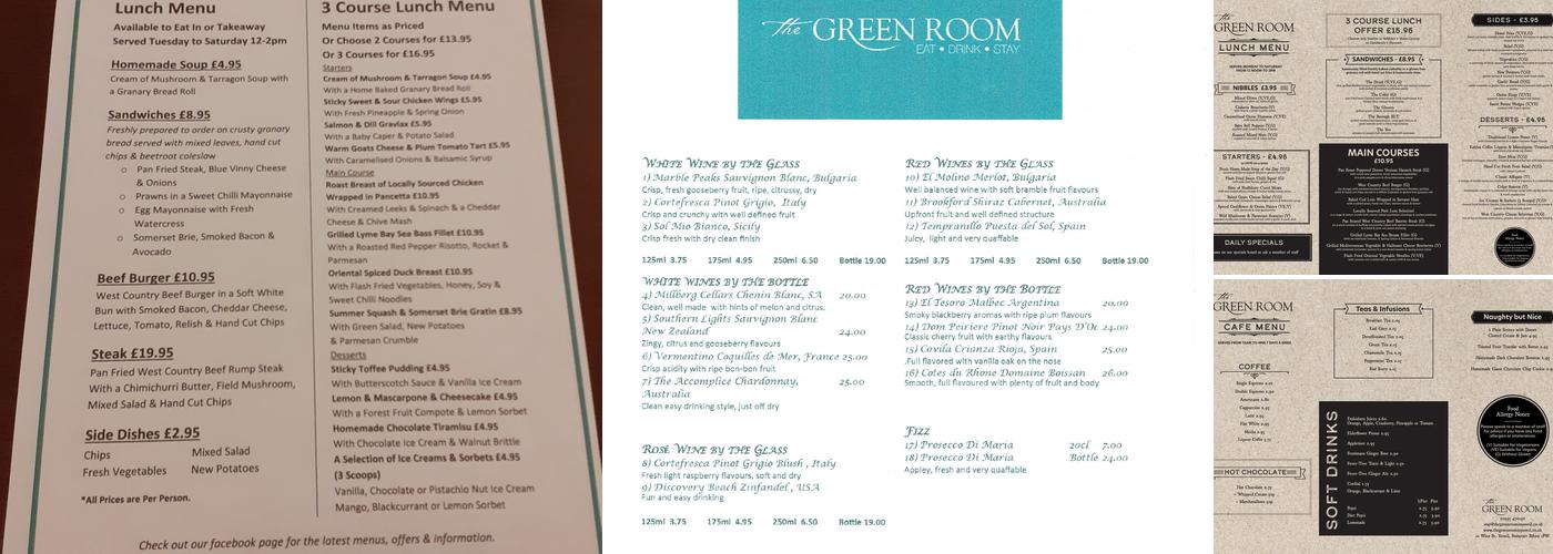 The Green Room Menu