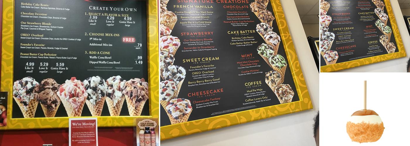 Cold Stone Creamery Menu