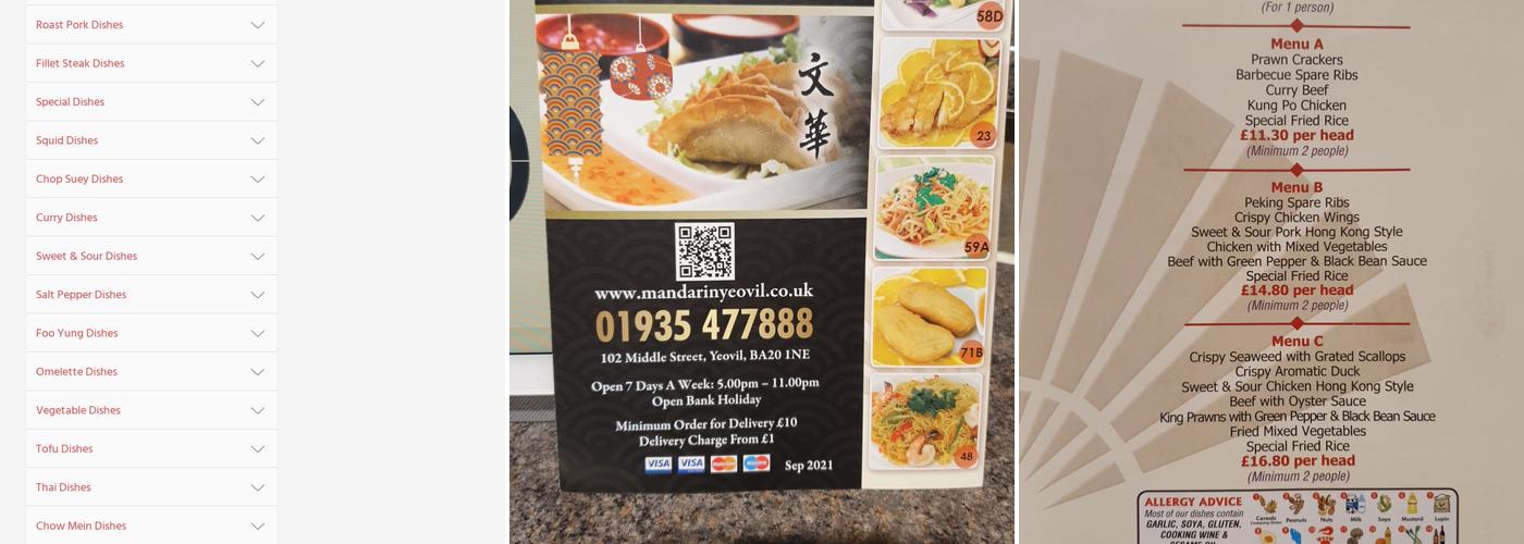 Mandarin Chinese Takeaway Menu