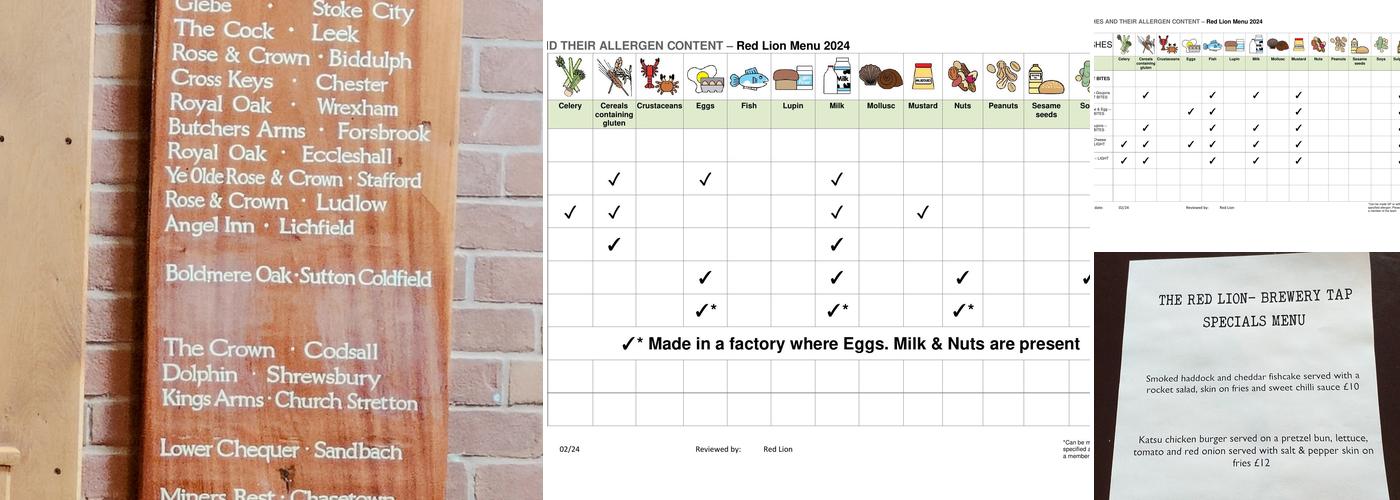 The Red Lion Inn Menu