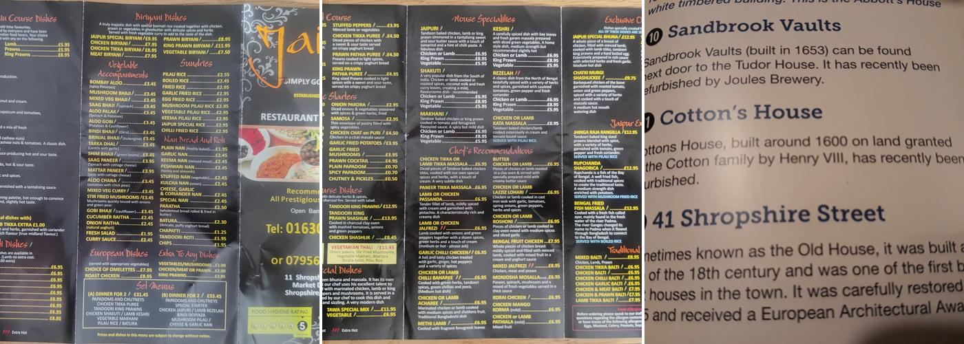Jaipur Restaurant Menu