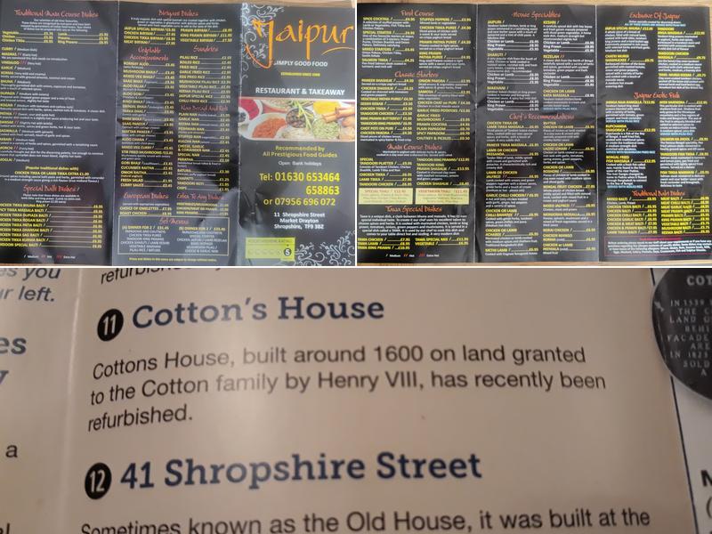 Jaipur Restaurant Menu