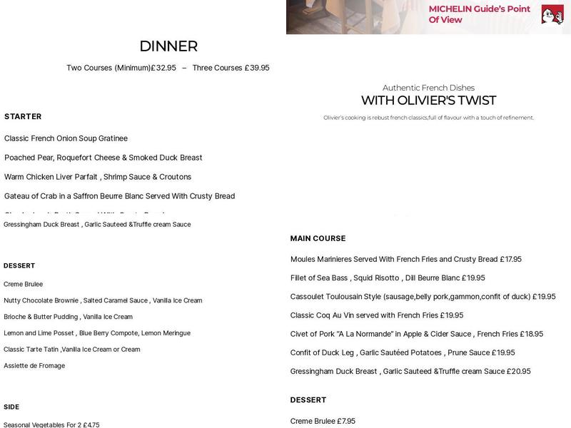 The French Pantry Menu