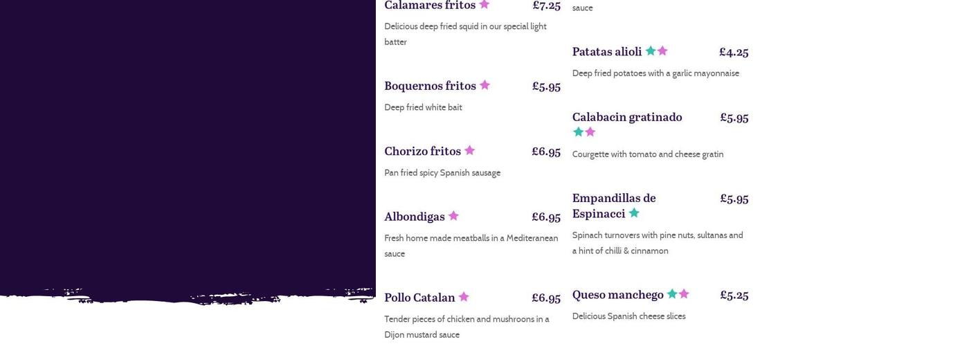 Parkway Tasca Bar Menu