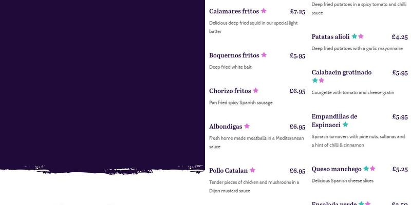 Parkway Tasca Bar Menu