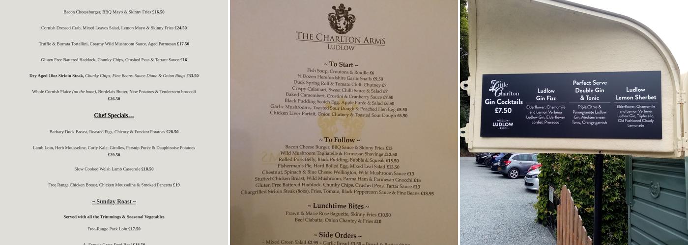 Charlton Arms Hotel Menu