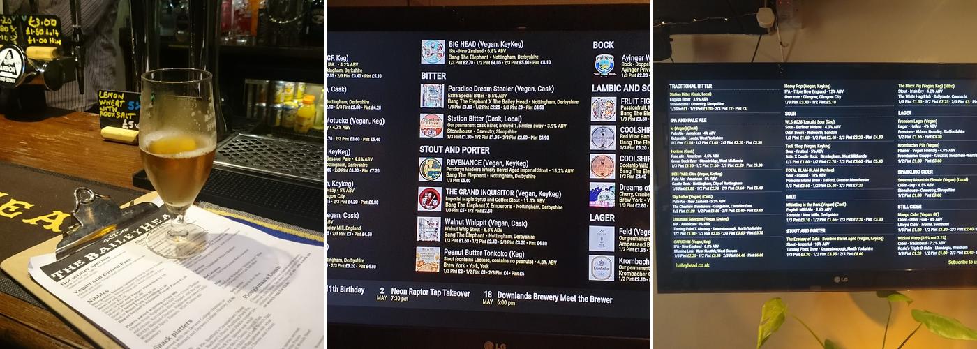 The Bailey Head Menu