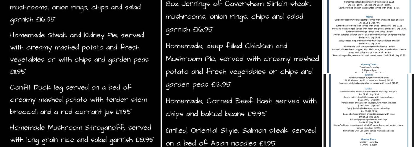 Three Horseshoes Menu
