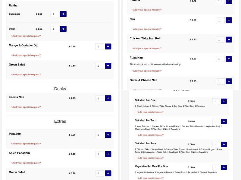 Mohan Tandoori Take Away Menu