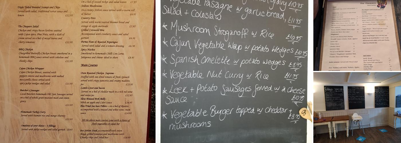The Chequers Menu