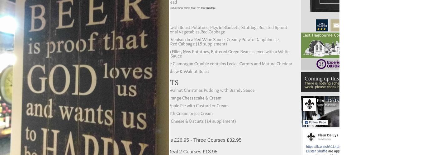 The Fleur De Lys Menu