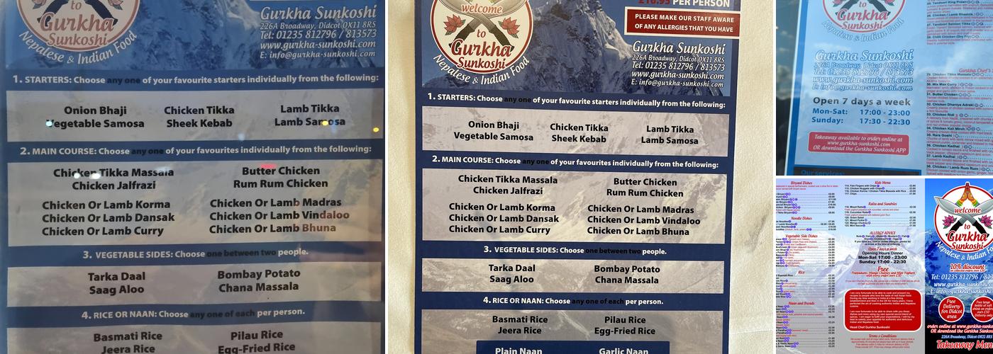Gurkha Sunkoshi Menu